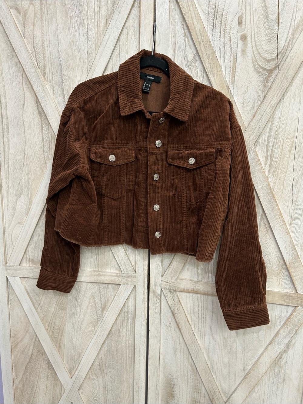 Forever 21 Chocolate Brown Corduroy Cropped Jacket